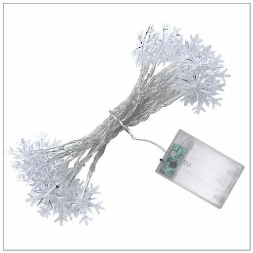 LED snowflake string light, battery powered waterproof fairy light, suitable for bedroom, terrace, room, garden, party, home