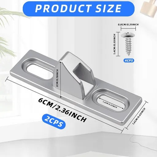 2-Pack Sliding Door Keeper - Chrome Plated Sliding Glass Lock with mounting Screws Slide Sliding Door Lock Latch Hardware Replacement for Various Sliding Patio Door