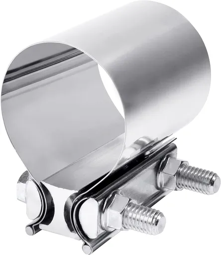 Zlirfy Stainless Steel Exhaust Clamp Band, Universal Widening Butt Joint Clamp, Fit for 2.5" Exhaust Pipe