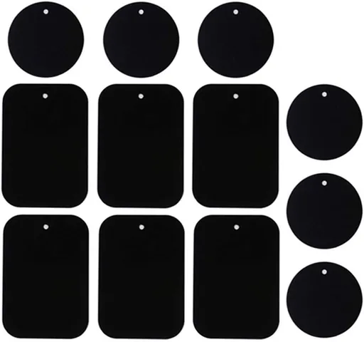 Smartphones Metal Plate 12 Pack for Phone Car Mount Holder Cradle with 3M Adhesive (Compatible with Magnetic Mounts) - 6 Rectangle and 6 Round, Black