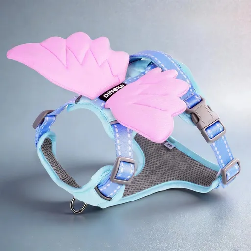 3D Angel and Devil Wing Harness and Leash Set for Cats and Dogs, Escape-Proof No-Pull Walking Vest with Breathable Mesh, Creative Wings for Daily Adventure (Blue (Harness Only), XXS)