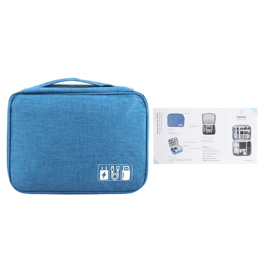 Portable Storage Bag for USB Cable Power Bank Headphone Digital Garget Organizer(Blue)