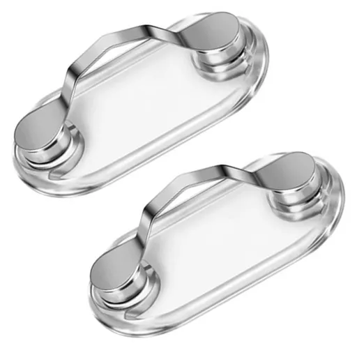 2 Pack Silver Magnetic Eyeglass Holder, Sunglasses Holder, Name tag Badge Holder, ID Badge for Men and Women for Clothes & Shirt