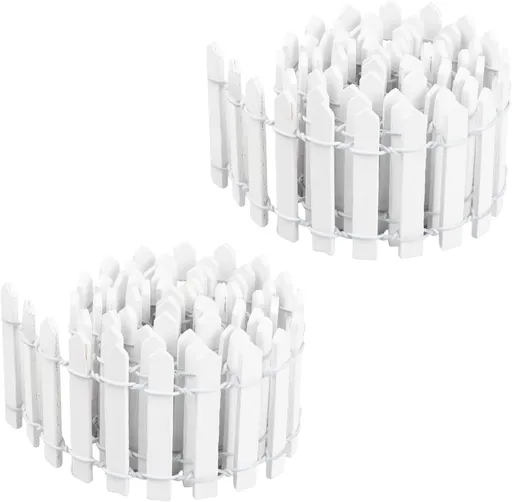 2Pcs 35x2 Inch Mini Wooden Garden Fence, Miniature Fairy Gardens Fence, Ornament Fences Picket Fence Decorative Fence for Home Dollhouse Micro Landscape Plant Pot Fairy Garden (White)