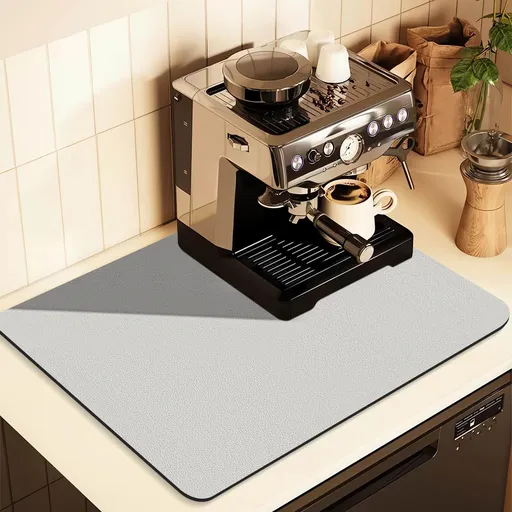 Kitchen Counter Mat for Coffee Maker – Absorbent & Quick-Dry Bar Pad with Non-Slip Backing, Protective Surface for Espresso Machine, Dish Drying Mat (Grey,50*80cm)