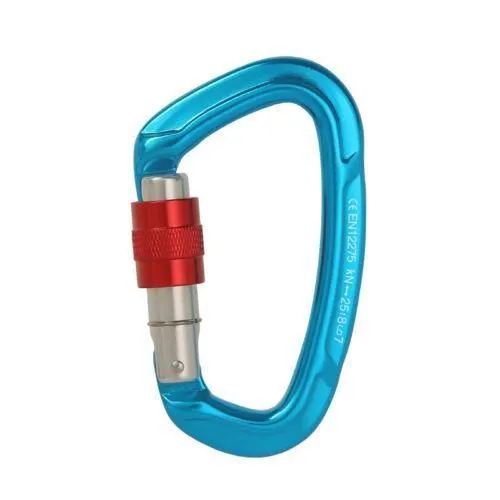25KN Screwgate Locking Rock Climbing Carabiner Clip Aluminum D Ring Hook Buckle - Blue