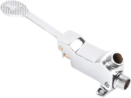 Single Foot Pedal Water Valve Copper Bathroom Faucet for Basin Water Tap Floor Mount Single Pedal Valve Silver