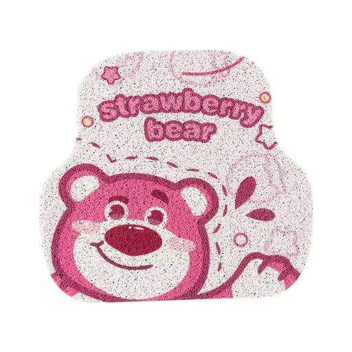 Cartoon Bear Car Floor Mats PVC Universal Non Slip Waving pink bear after 1