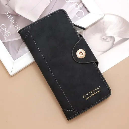 2Pcs Black Matte Long Wallet