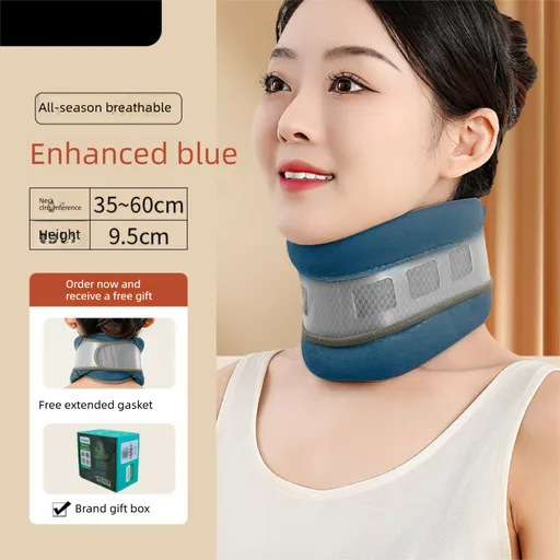 Blue Reinforced Neck Support Brace – Adjustable Cervical Collar with PP Support Strips for Posture Correction and Daily Use