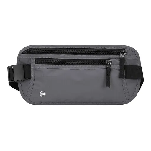 RFID Blocking Slim Anti-theft Waist Bag, Hidden Travel Money Belt for Passport, Documents and Cash, Dark Grey