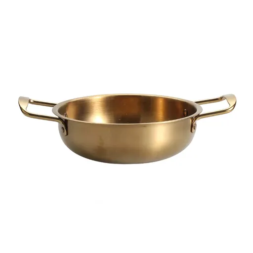 Stainless Steel Instant Noodle Pot , 7.1" Korean Ramen Noodle Pot with Handles Stainless Everyday Pan Golden Korean Cooking Pot for Soup Noodle Pasta Home and Outdoor Dishwasher GDB