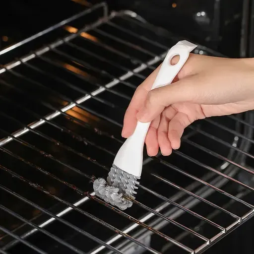 3 Pack Heavy Duty BBQ Grill Cleaning Brushes with Steel Bristles and Ergonomic Scrubbers for Removing Grease and Rust, White