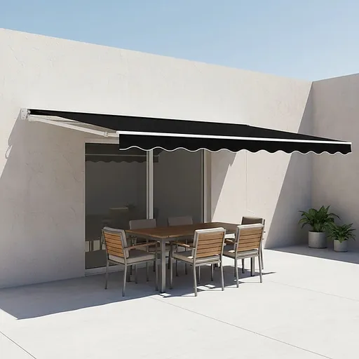 Folding Arm Awning – 5x3m Black Retractable Outdoor Shade