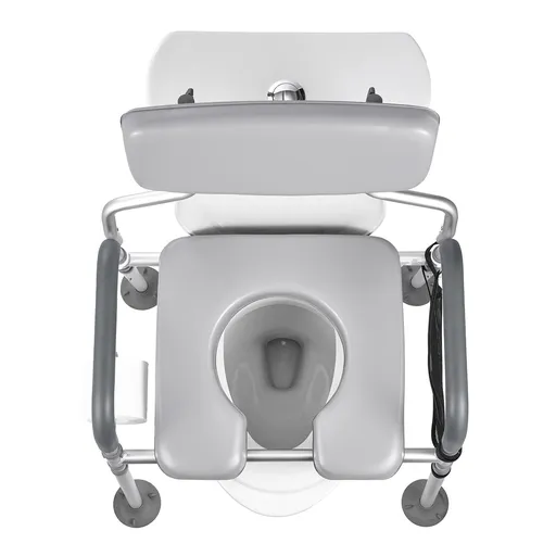 Bedside Commode Chair, 227 kg Capacity, 4-in-1 Portable Toilet and Raised Toilet Seat with Padded Seat & Backrest, Detachable 5L Bucket, Adjustable Height & Width Adult Potty Chair for Seniors