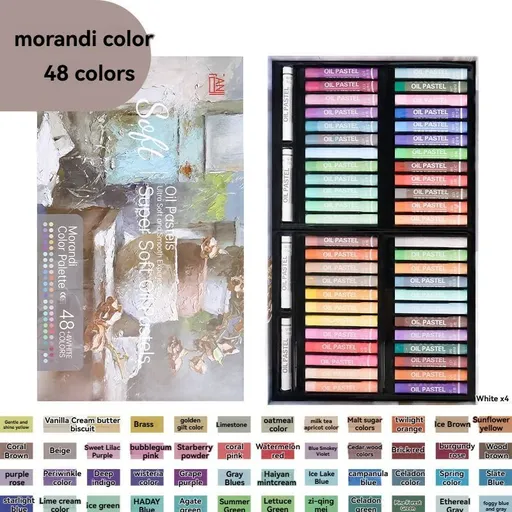 48-Color Oil Pastels Heavy-Color Oil Pastels Loose Oil Pastels Art Supplies - Morandi - Size 48 colors