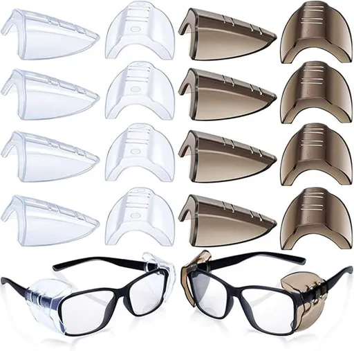 8 Pair Clear and Black Side Shields for Glasses, Universal for Small and Medium Frames