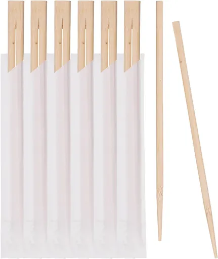 50 Pairs Disposable Wooden Chopsticks - Individually Wrapped for Hygiene - 8-Inch Wood Chopstick - Utensils for Sushi, Noodles, and Takeout - Smooth, Splinter-Proof Design