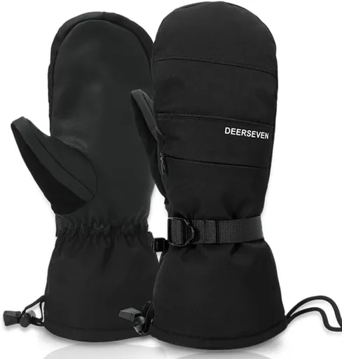 Waterproof Windproof Thermal Winter Gloves - Ski Gloves for Men & Women - Removable Wrist Support - Suitable for Snowboarding, Winter Sports, Cold Weather (Size L, Black)