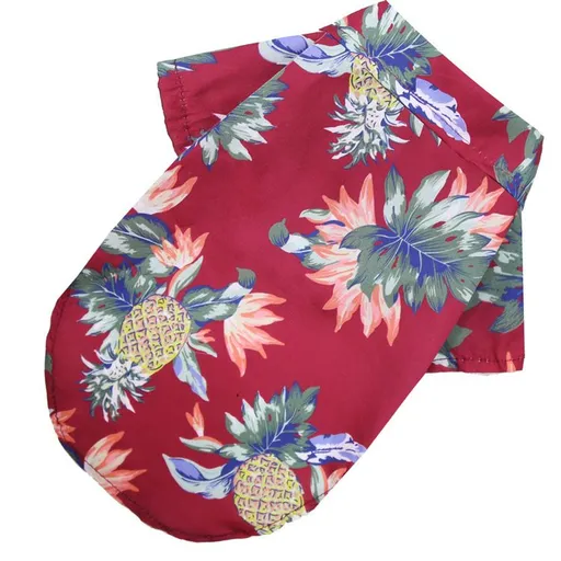 Pet Shirt Shine Polyester Small Medium Pineapple shirt wine red XS (bust 30CM about 1.00 kg-1.50 kg pets)