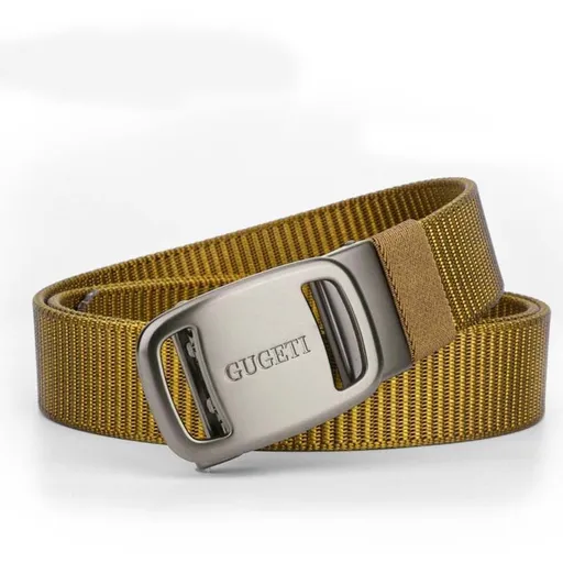 men's belt, outdoor sports belt, canvas belt, alloy automatic buckle, men's accessory, Australian belt, automatic belt men, casual belt, durable belt, travel belt - Brown - Size 130cm-51.1in