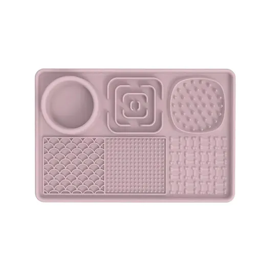 Multi-Functional Slow Feeder Mat for Dogs- Anti-Slip Lick Pad with Multiple Textures Rectangle 2PCS (Blue & Pink)