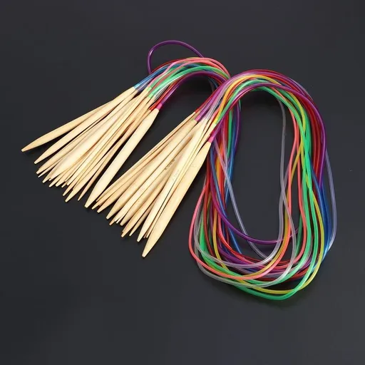 18-Piece Circular Knitting Needles Set, Wood, Lightweight and for Knitting Projects