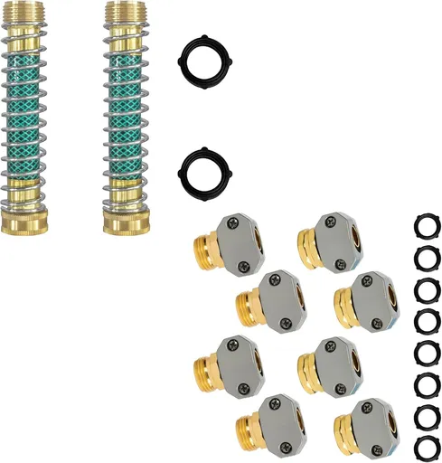 Garden Hose Repair Kit Spring Design 3/4 Inch Connector Aluminum and Zinc Alloy