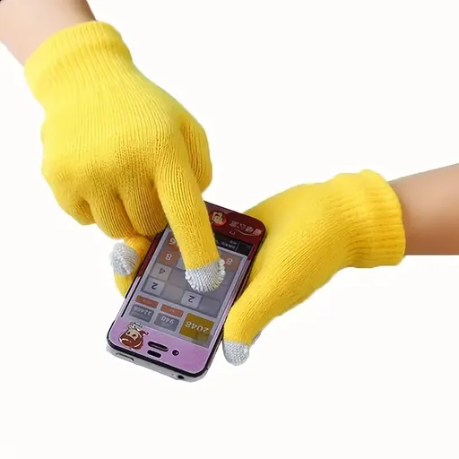 Touchscreen Gloves | Mittens | Touch Tip Gloves | Scandinavian Pattern | Unisex | For Adults | One Size | Yellow