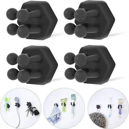 Silicone Toothbrh Holders for Bathroom - Adhesive Shower Toothbrh Holder Wall Mounted, Multi-Function Hook Waterproof Razor Holder Single Hook, Utility Plug Holder for Kitchen Living Room Office