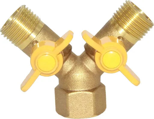 3 Way Split Brass Shut Off Ball Valve Fitting G 1/2" Male x Male x 1/2" Female Thread Y Shaped Type Union Intersection with 2 Switch