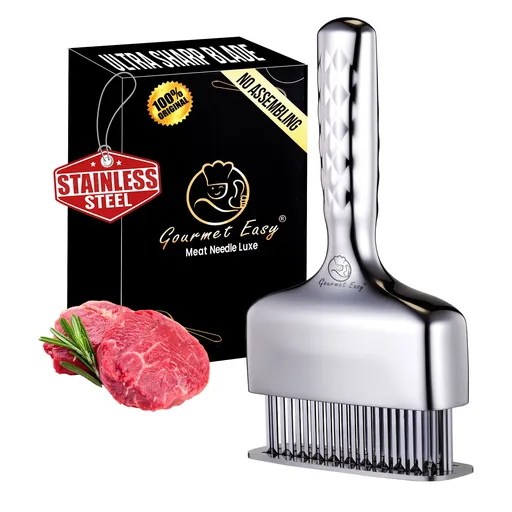 Gourmet Easy Meat Tenderizer Tool, Ultra Sharp Stainless Steel Needle Blades, Non-slip Long Handle