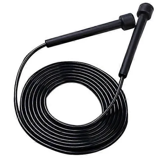 Speed Jump Rope for Fitness, Racing Skipping Rope with Ball Bearings, Adjustable Exercise Jump Rope for Cardio, Boxing, CrossFit & Workout - Black