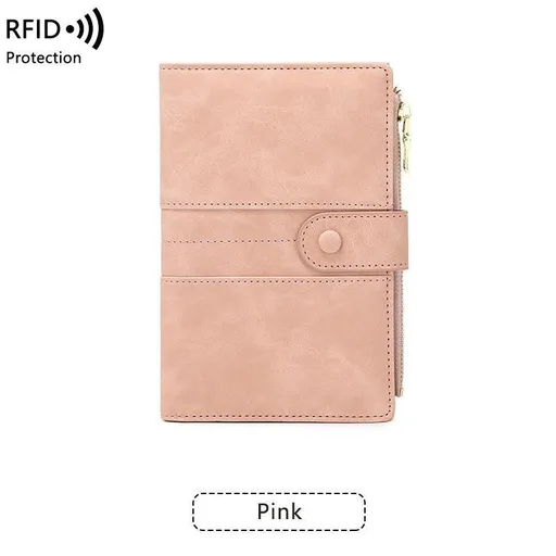 RFID-Protected Multi-Compartment Organiser for Cards Pink