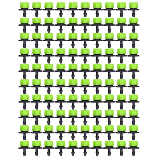 100Pcs 8 Hole Drip Irrigation Emitter Adjustable Drip Irrigation Sprinkler for Garden Greenhouse Courtyard Green