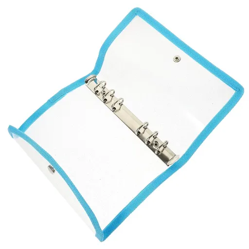 PVC A6 Binder Cover Blue Smooth Surface Buckle Design