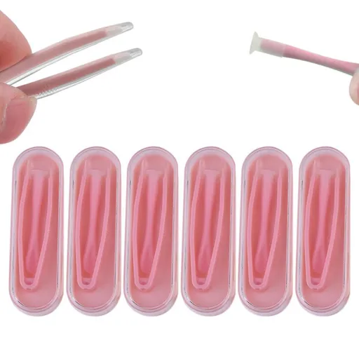 6 Pack Contact Lens Tool Kit Tweezers Inserter Remover Travel Case Set - Pink
