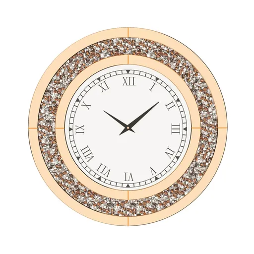 P&P Brown Crushed Diamond Oversized Wall Clock Elegant Accent 80x80cm