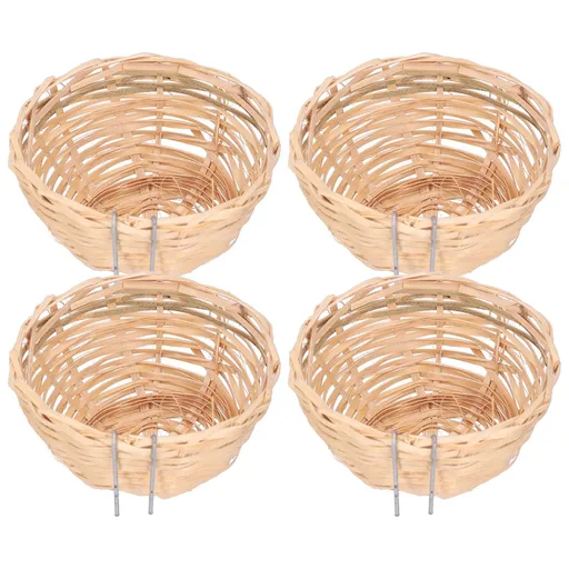 4pcs Bamboo Bird Nest Handmade Weaving Breeding Resting Bird House with Hook for Parrots Canary