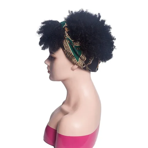 Headband wig, women's wig, black curly headband wig, glue free synthetic wig, heat-resistant natural daily wig