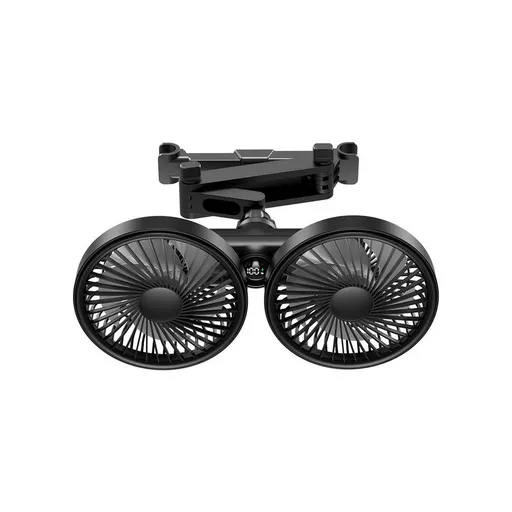 Dual-Head Car Seat Fan with Powerful Airflow, 3600mAh Battery-black