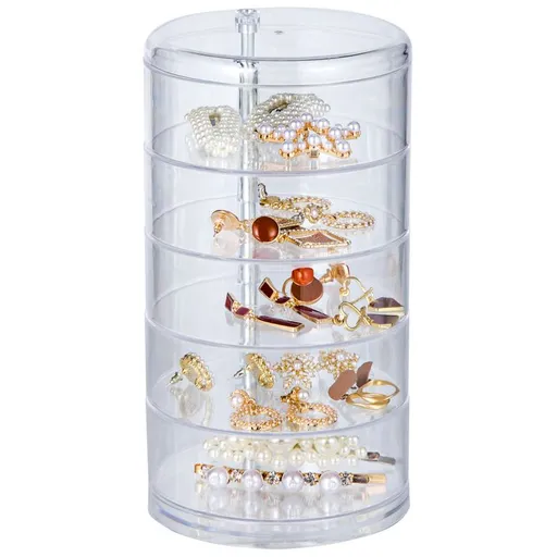 5-Layers Rotatable Jewelry Storage Organizer Box for Earrings Hair Accessories & Beauty Supplies Earrings Necklaces Bracelets