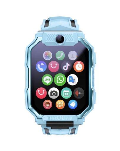 Smart Kids Phone Watch - GPS Tracker Video Call Smartwatch with AI Functions Android OS - Detachable Rotatable Camera for Students - Blue