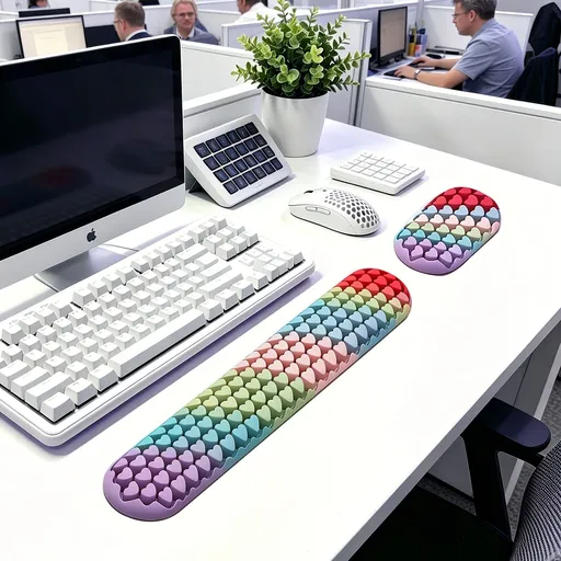 2-Piece Colorful Heart Silicone Ergonomic Keyboard & Mouse Wrist Pad Set – Washable Non-Slip Gel Hand Support for Home Office Gaming & Typing