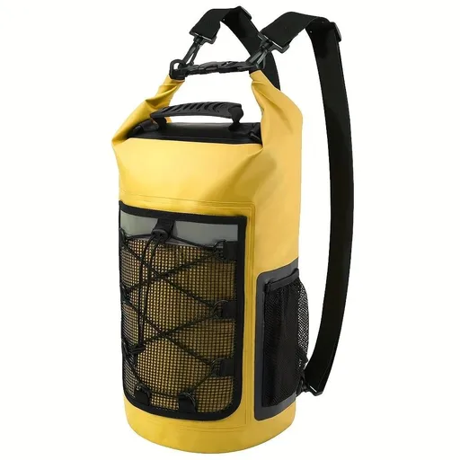 25L Large Capacity Waterproof Backpack Double Layer Rainproof Dry Wet Separation Abrasion Resistant Night Reflective for Outdoor Camping Kayaking Surfing Canyoning Daily Commute(YELLOW)