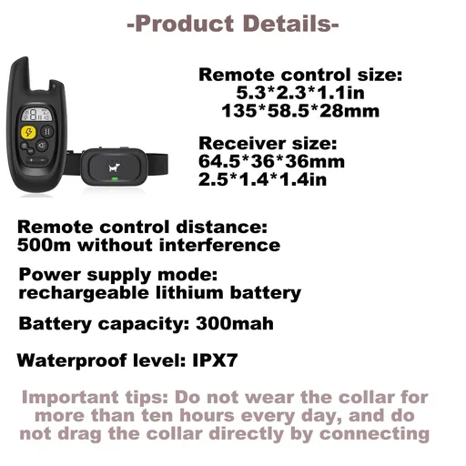 Dog Shock Collar with Remote, Dog Training Collar with Remote, 3 Training Modes, Beep Vibration and Shock (for 1 Dog, Black)