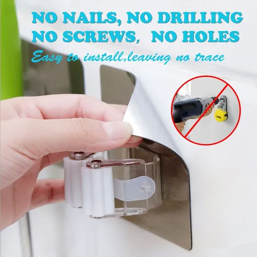 Mop Broom Gripper Holder Hooks, Strongest Adhesive Wall Mounted Umbrella Hanger, Cleaning Tools