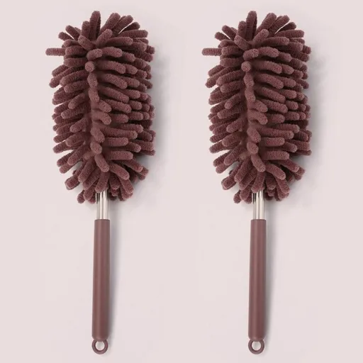 Chenille Duster, Strong Absorption & Dust Trapping Cleaning Brush, Reusable for Home, High Places, Crevices, Under Bed Cleaning - Brown