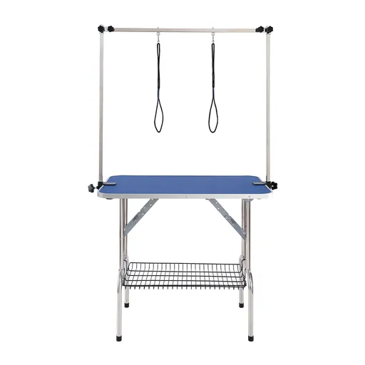 Pet Grooming Table Two Arms with Clamp, 915 x 610mm Dog Grooming Station, Foldable Pets Grooming Stand for Medium and Small Dogs, Free Two No Sit Haunch Holder with Grooming Loop, Bearing 150kg