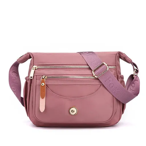 Purple Nylon Crossbody Bag with Multiple Compartments - Compact and Stylish Design